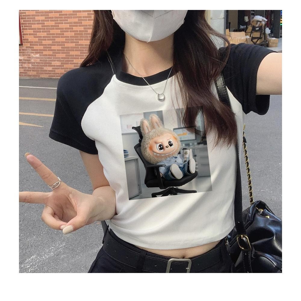 La Bubu cyber y2k hippie ik2 เสื้อครอปผู้หญิง cyber y2k kwai hippie 2000s เสื้อยืด