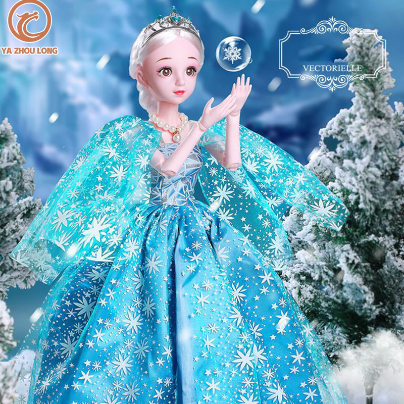 YA ZHOU LONG ตุ๊กตาบาร์บี้เจ้าหญิงเอลซ่า 60ซม 8ชุดเสื้อผ้าเปลี่ยน ร้องเพลงได้