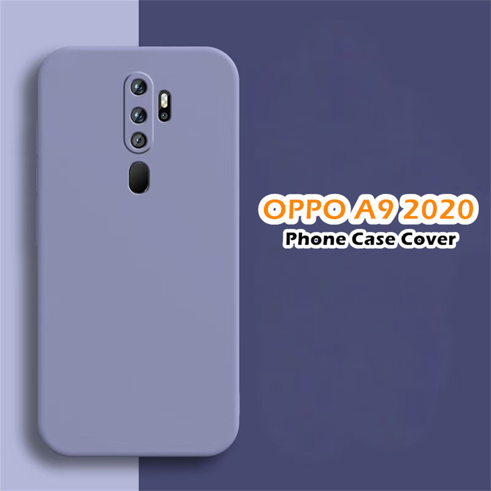 สําหรับ OPPO A9 2020 ฝาครอบซิลิโคนเต็มรูปแบบ Easy Classic Simple สีทึบ Live-action เคสโทรศัพท์ฝาครอบ