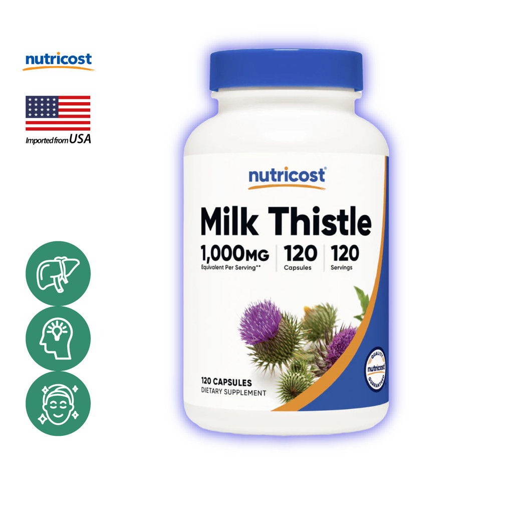 นูทรีคอสท์ มิลค์ ทิสเซิล 1000 mg x 120 Caps Nutricost Milk Thistle DSCT /กินร่วมกับ เควอซิทิน วิตามินซี อี เค