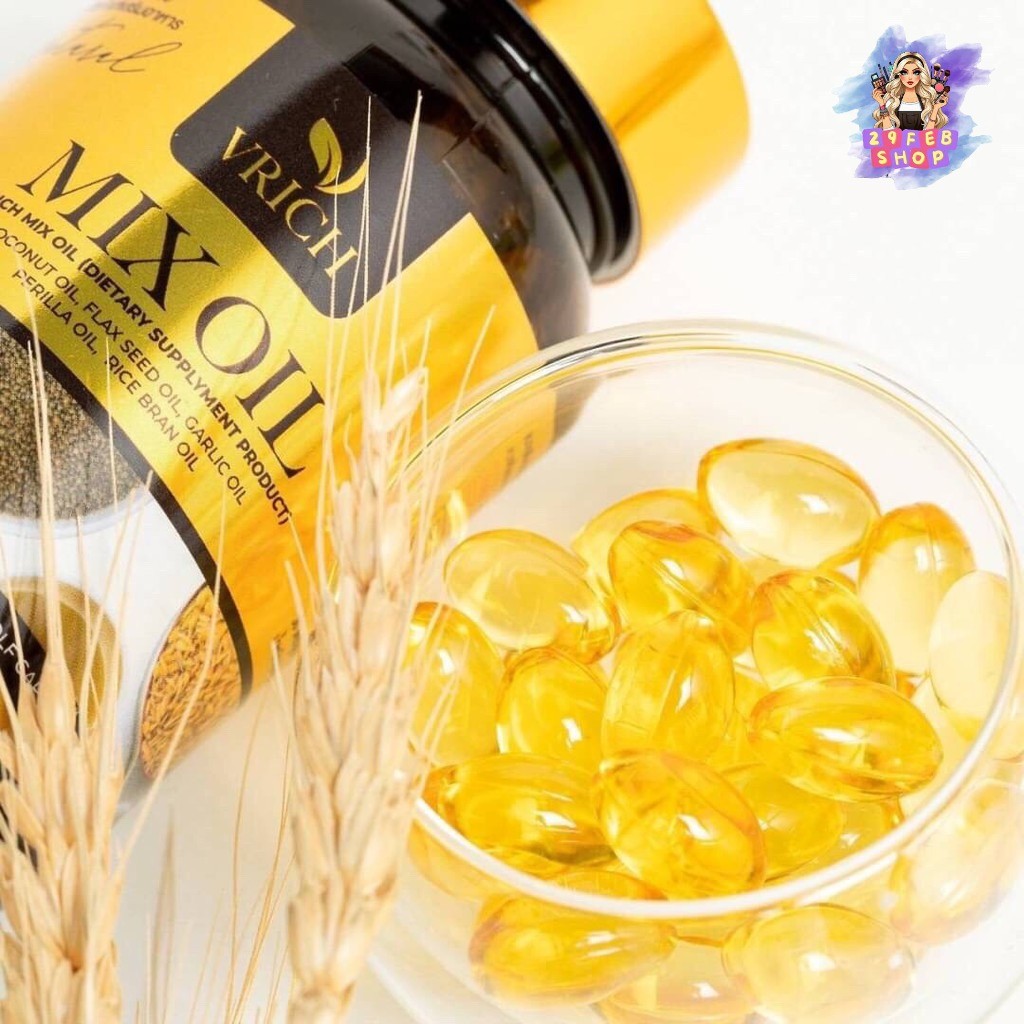 Vrich Mix Oil 30 Solf Capsule น้ำมันสกัดเย็น 5 ชนิด วีริช มิกซ์ออย 1 กระปุก 30 ซอฟแคปซูล 💓