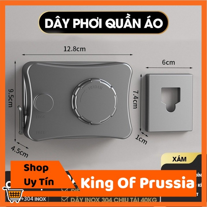 [HCM] - ล็อคราวตากผ้าที่มองไม่เห็น & ฟรี (5,1m) - King Of Prussia