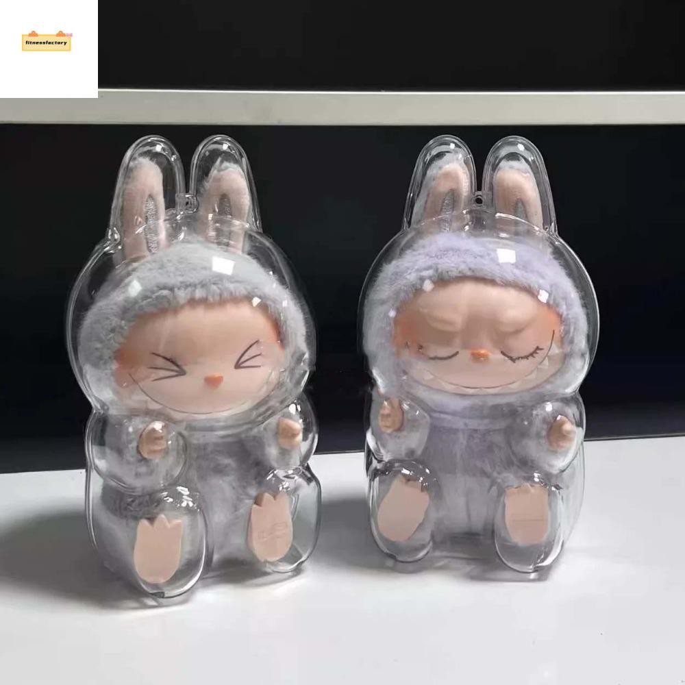Fitnessfactory Labubu เกราะป้องกัน, Anti-lost Peadant นั่งลง Labubu กระเป๋าเก็บ, สะสมกันฝุ่นที่ถอดออกได้แขวนกระเป๋าโปร่งใสฝุ่นเด็ก