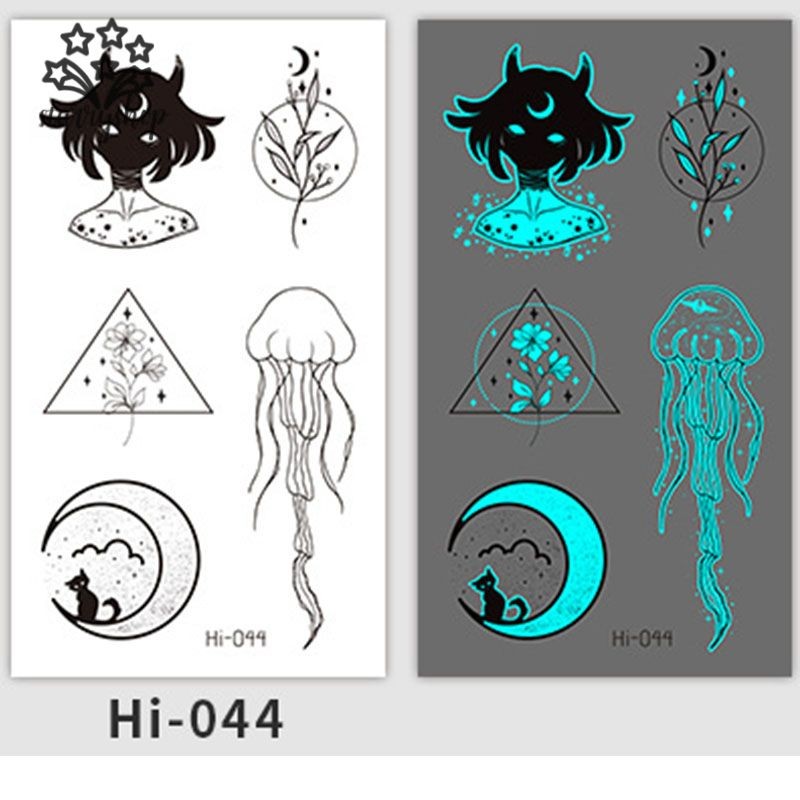 starryshopBlue กันน้ํา Luminous Tattoo สติกเกอร์เทศกาลเพลง Party Luminous Snake Butterfly Face สติกเ