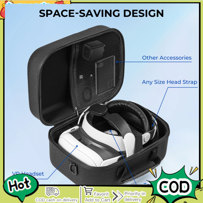 กระเป๋าถือน้ําหนักเบาป้องกันแบบพกพา Anti-collision Travel Case ใช้งานร่วมกับ Meta Quest 3 VR ชุดหูฟัง