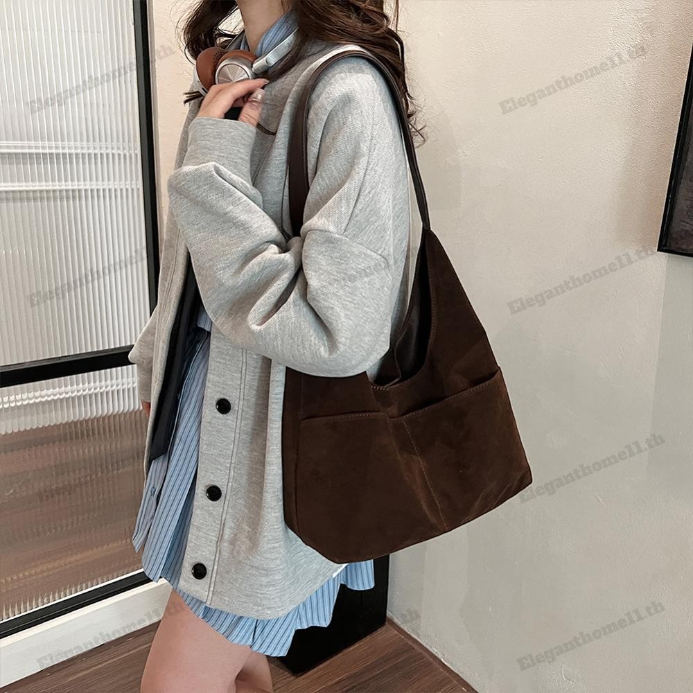 2 ชิ้น Women Suede Slouchy Hobo Bag พร้อมกระเป๋าหิ้วหลายกระเป๋ากระเป๋าถือสําหรับเดินทาง