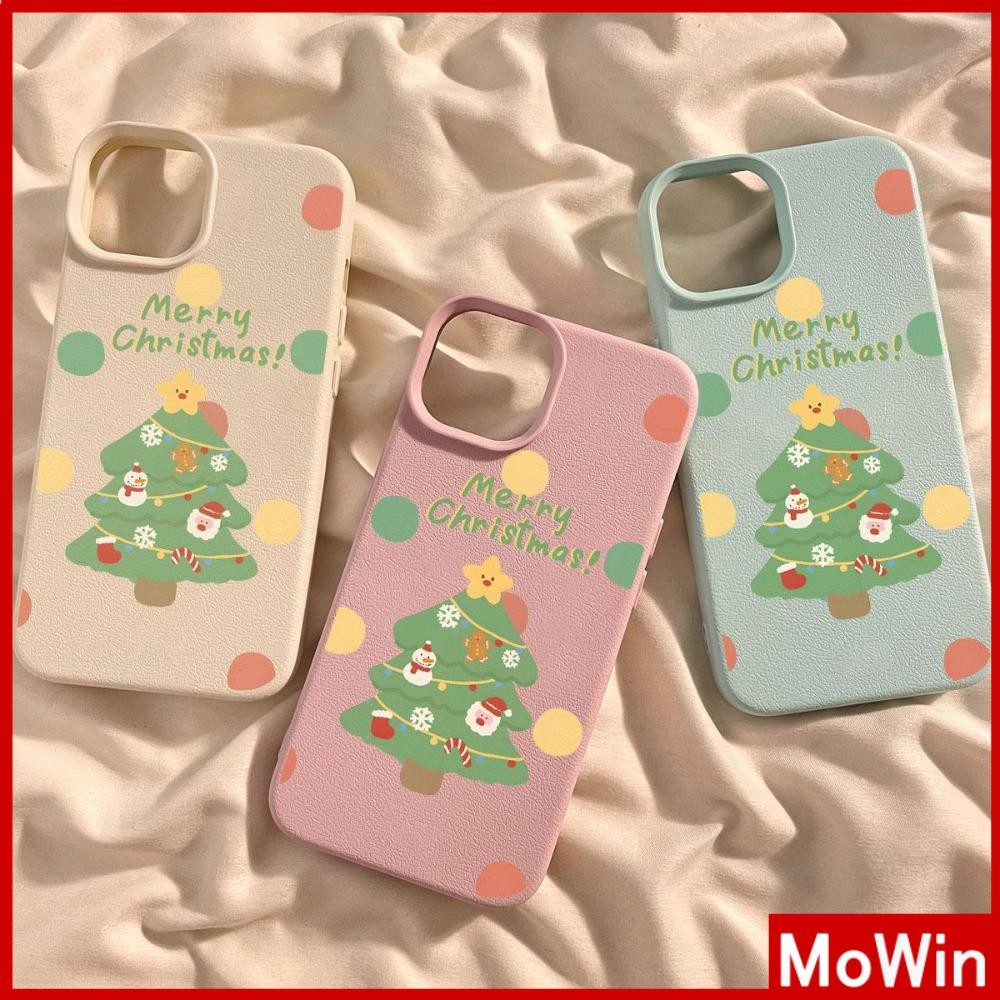 Movin - เคส iPhone 16 Pro Max iPhone 11 เคสหนังเนื้อนิ่มสีแคนดี้ TPU ต้นคริสต์มาสน่ารัก Compatible With iPhone15 Pro max 14 13 12 Pro max XS XR 7 Plus 8 Plus