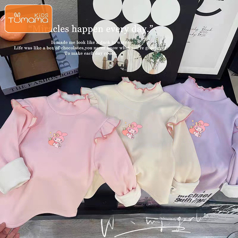 Tu mama เด็กลูกไม้ปกหญิงด้านบนกับแขนบินอบอุ่นทารกสีทึบกึ่งสูงปกเสื้อผ้าเด็ก