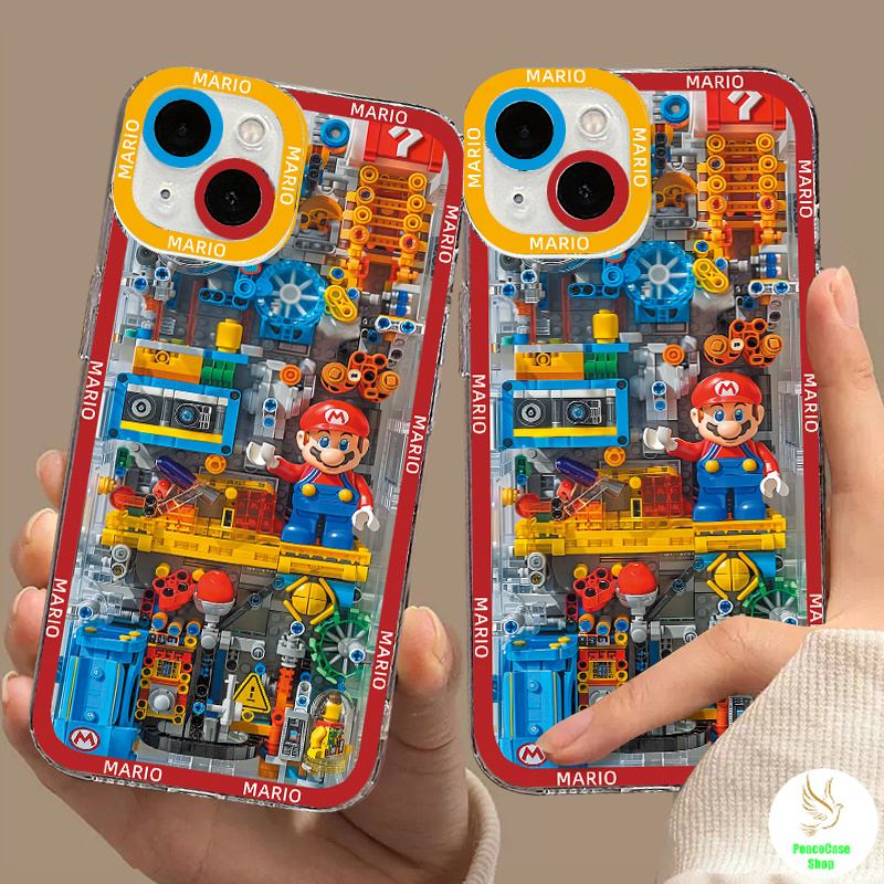 COD-ในไทย เคสแฟชั่น ซูเปอร์มาริโอ บล็อกเมือง สําหรับiPhone7 8 X 11 12 13 14 15 TPU เคสโทรศัพท์เลนส์ใสรวมทุกอย่าง Unisex