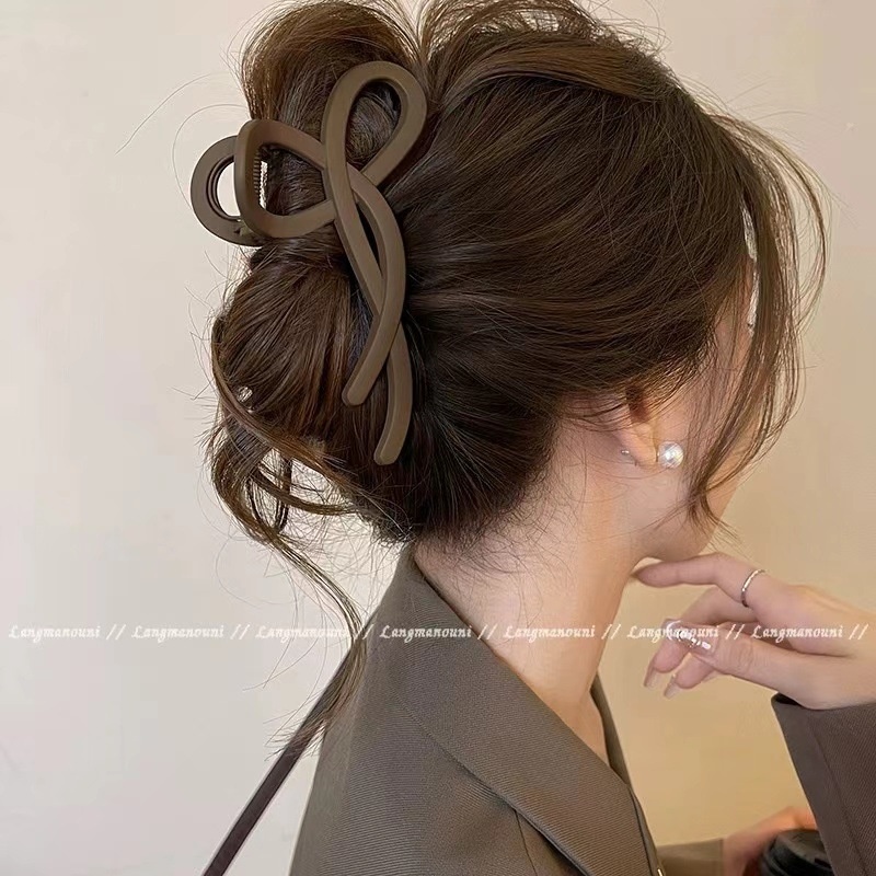 Simple ขนาดใหญ่สีดําโบว์กิ๊บ Classy All-Match ผม Volume More Shark คลิป Lazy High-End Feeling