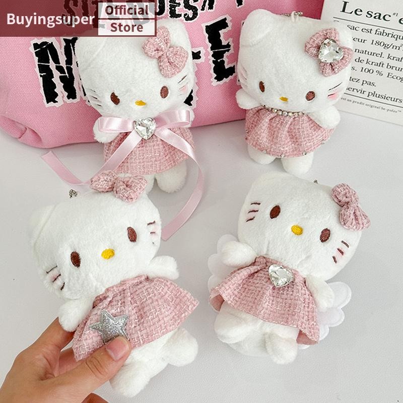 Joe Sanrio Hello Kitty ตุ๊กตาตุ๊กตาพวงกุญแจจี้การ์ตูน Kt แมวยัดไส้ Plushies พวงกุญแจกระเป๋าอุปกรณ์เสริมสาวของขวัญของเล่นเด็ก LR