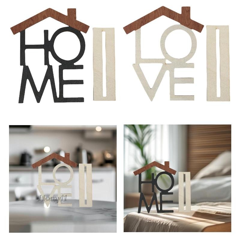 [Homyl1] ป้ายตัวอักษรไม้วันหยุดเตาผิงคริสต์มาสเดสก์ท็อปของตกแต่งโต๊ะไม้