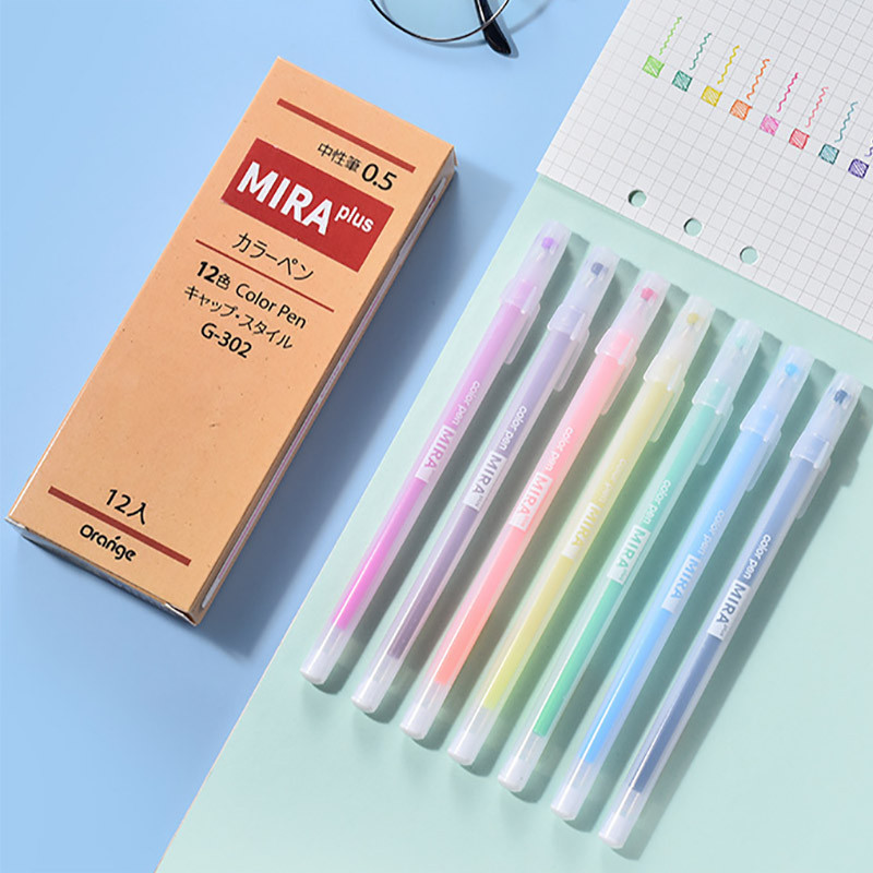 [พร้อมส่ง] ปากกาสี ปากกาเจล ชุดปากกาลูกลื่น 0.5mm เครื่องเขียน 12 ชิ้น/กล่อง