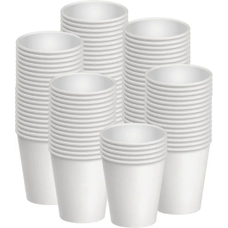 6 oz White Paper Cups, Disposable Paper Cups, Heavyduty Hot / Cold Beverage Drinking Cups for Picnic