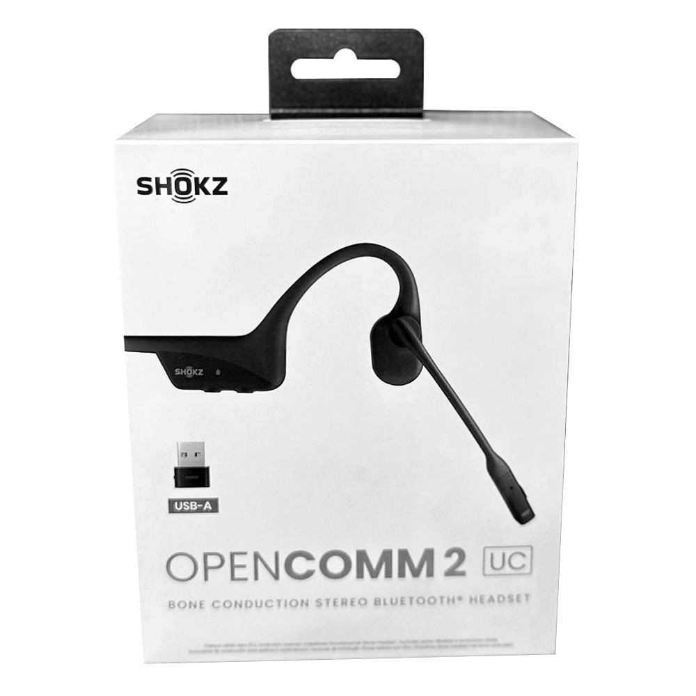 SHOKZ OpenComm2 UC Bone Conduction Stereo Bluetooth Headset C110 (Black, with USB-A adapter)