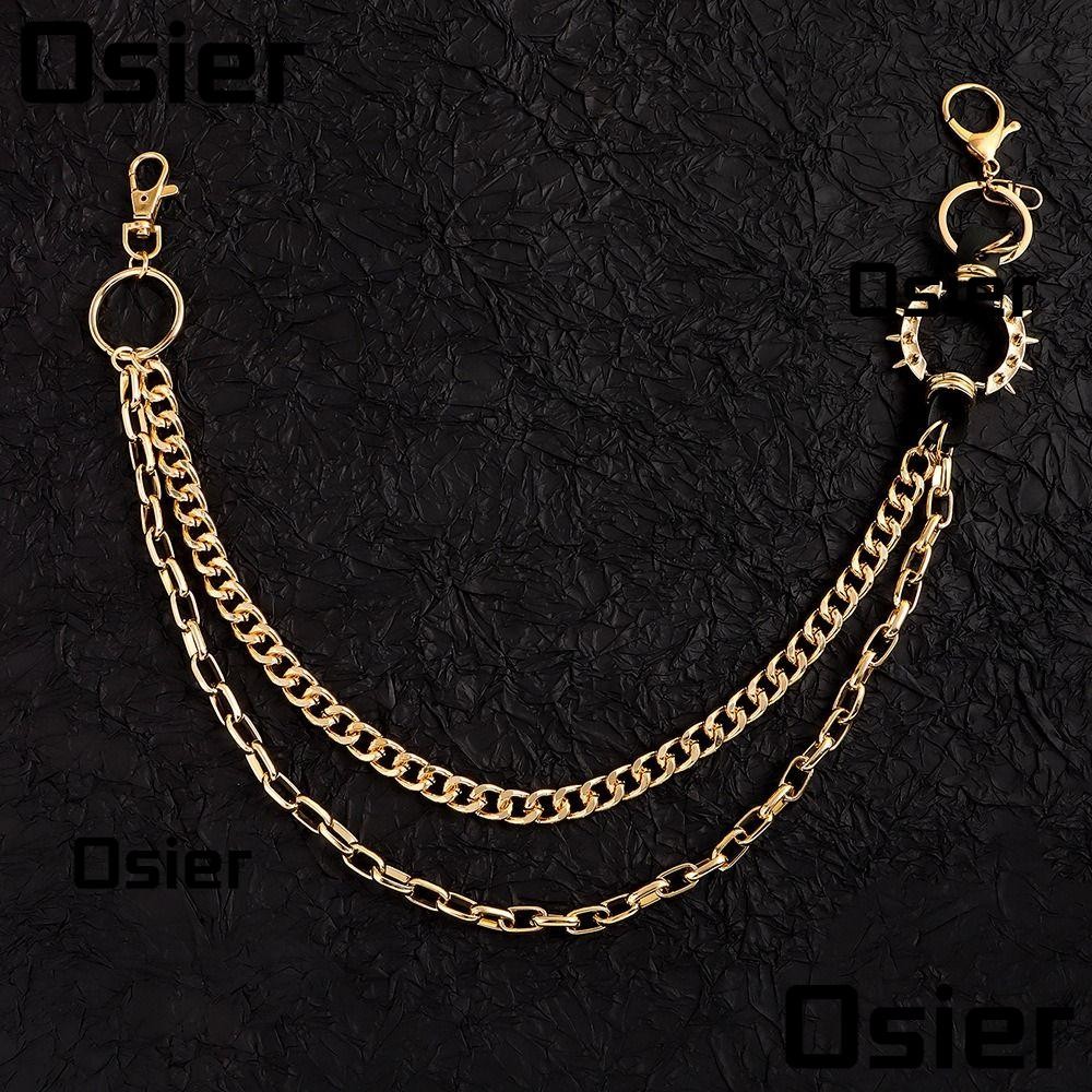 Osier1 จี้กางเกงโซ่, Harajuku Y2K Layered เอว, แฟชั่นกางเกงยีนส์กางเกง HipHop Gothic พวงกุญแจสําหรับ Egirl eBoy