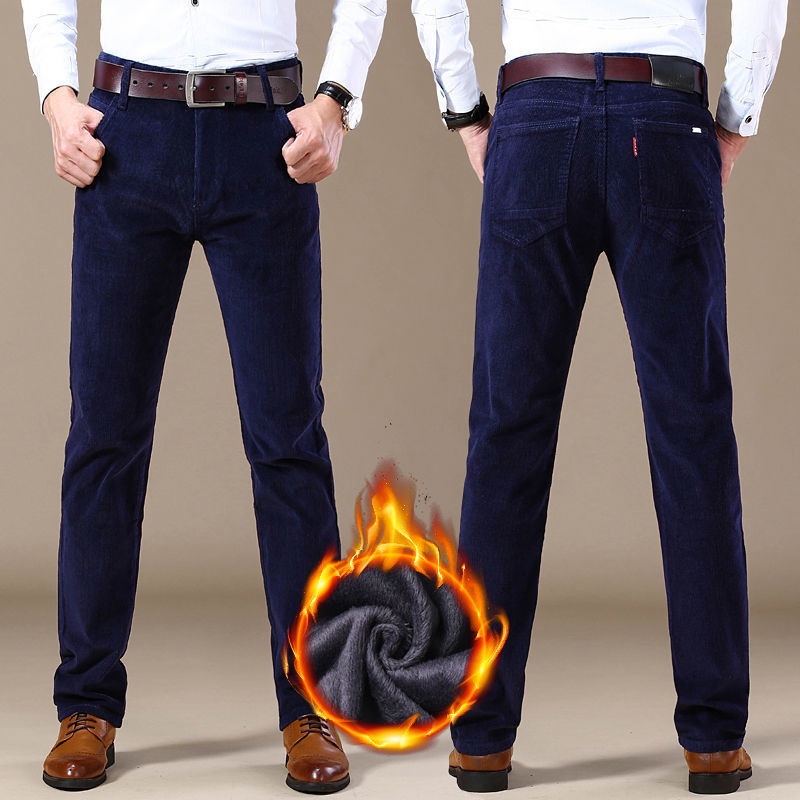 กางเกงวัยรุ่นยืดผ้าลูกฟูกทรงสลิมฟิตกางเกงพักผ่อนทุกคู่กางเกงผู้ชายฤดูหนาวกางเกงผ้าลูกฟูกหนาฤดูหนาวผู้ชาย