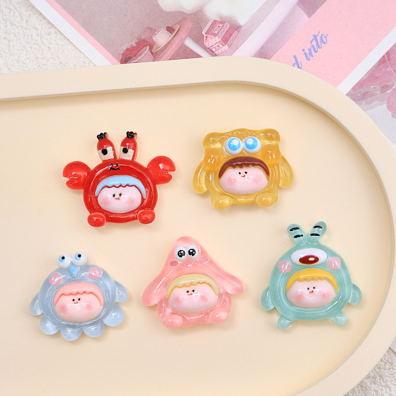 10 ชิ้นฟองน้ําโปร่งใส Bob Baby Face เรซิ่น Charms สําหรับ DIY (3-86)