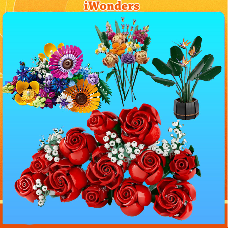Creator Expert Botanical Collection Bouquet of Roses Flower Bouquet Orchid Building Blocks ของเล่นขอ