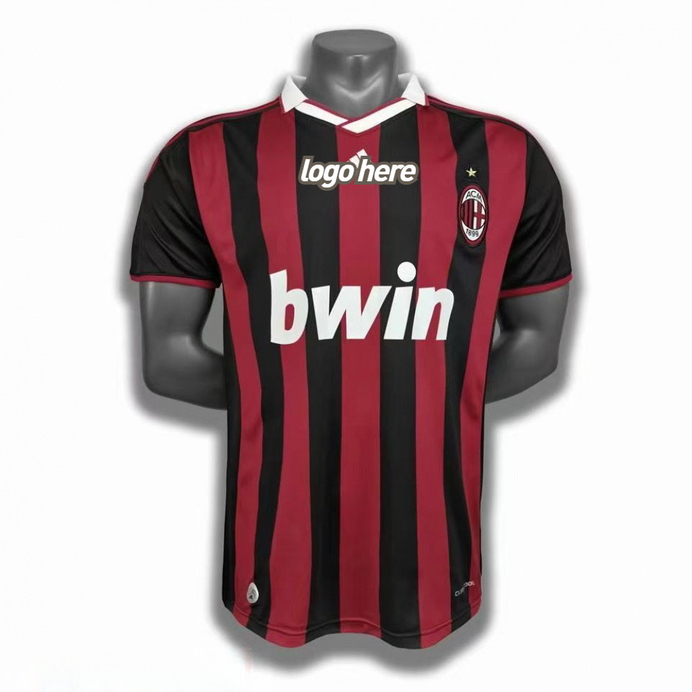 Retro Jersey 09-10 Season AC MILAN Home Ronaldo Signature Jersey Copy พิมพ์ลายเซ็นเสื้อฟุตบอลแขนสั้น