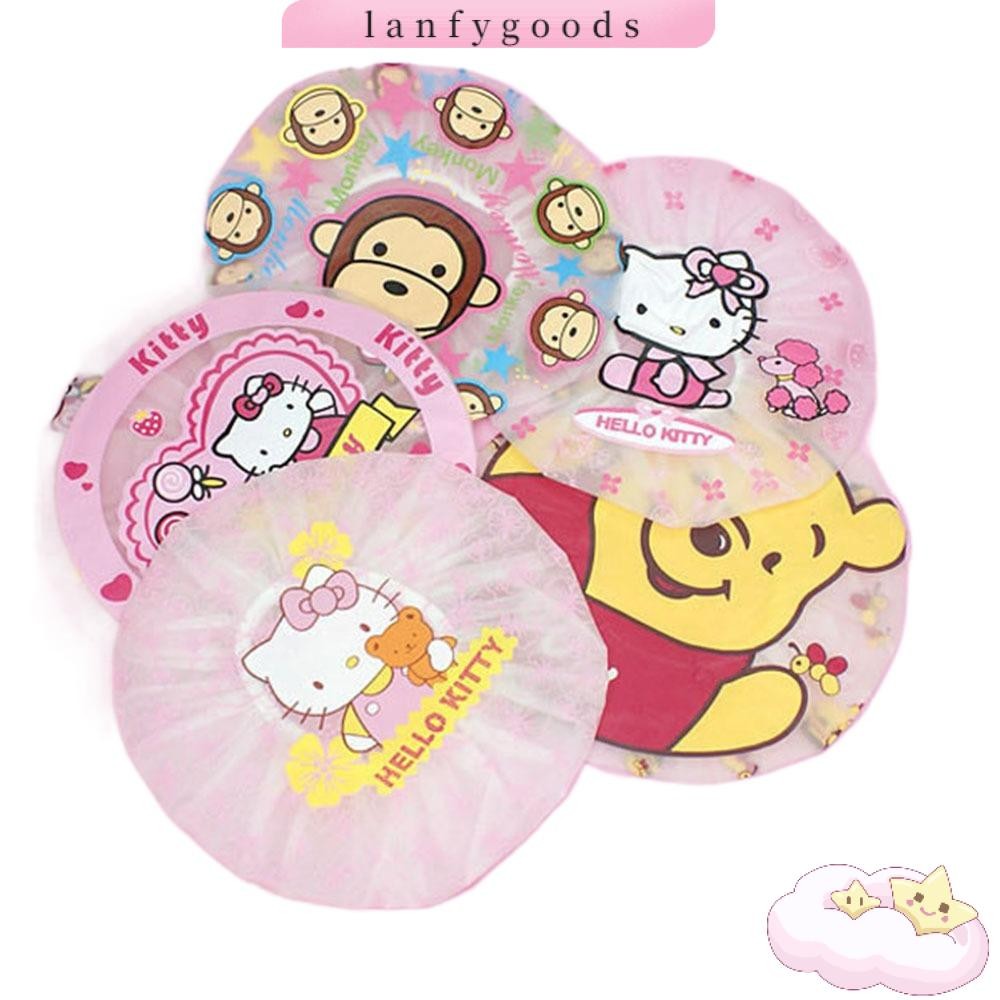 Lanfy หมวกอาบน้ําลายการ์ตูน, หมวกอาบน้ําผู้หญิง Hello Kitty ญี่ปุ่น, หมวกแชมพูมิกกี้ยืดหยุ่นน่ารัก, ผลิตภัณฑ์ในห้องน้ํา
