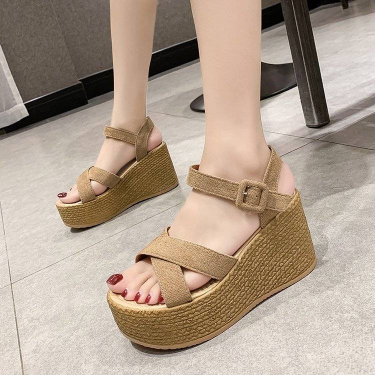 รองเท้าแตะพื้นหนา รองเท้าแตะ Over-Toe Slip-On เวอร์ชั่นเกาหลี