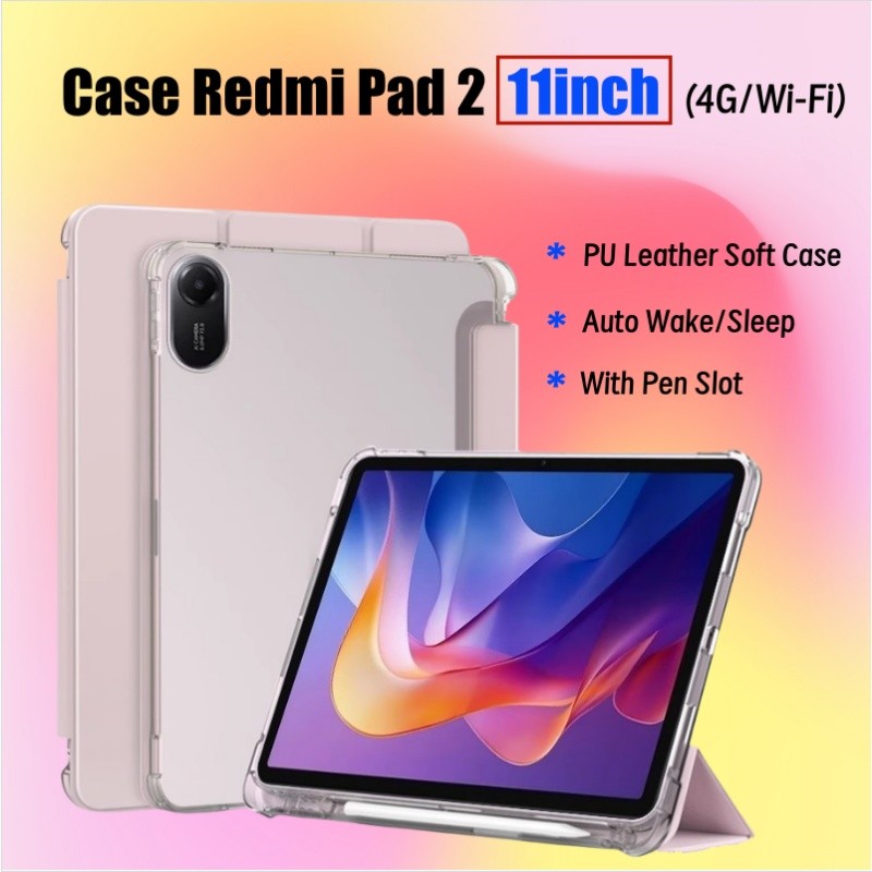 ปลอก Redmi Pad 2 11 นิ้ว 2025 4G/Wi-Fi Flip Smart Case Magnetic Smart Casing With Slot Pen Auto Lock