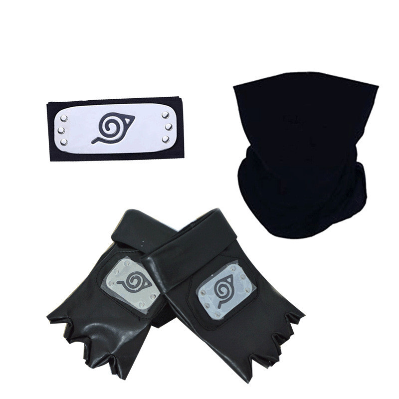 Anime Naruto Leaf Village Headband & Mask Hatake Kakashi Ninja Cosplay Prop