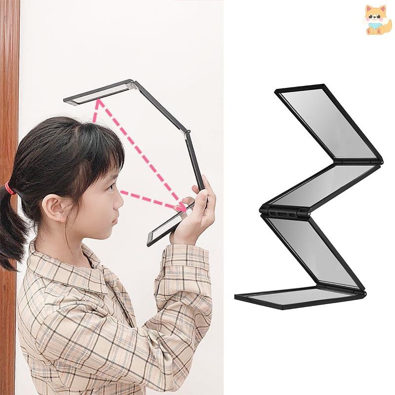[วิ] กระจก 4 ทาง 360 องศามือถือเดสก์ท็อปกระจกแต่งหน้าพับได้แบบพกพาสําหรับผมด้วยตนเองตัดกระจกแต่งหน้าเครื่องมือความงาม ไทย