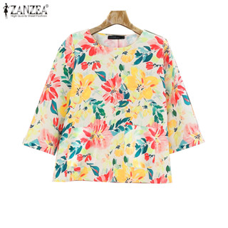 ZANZEA ซานเซีย เสื้อลำลองสำหรับผู้หญิง แขน 3/4 พิมพ์ลายดอกไม…