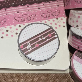 2m Frosted glitter สีน้ําตาลสตรอเบอร์รี่ช็อกโกแลต Washi เทปสีชมพูปีกดาว Journal ตกแต่งเทปถุงของขวัญปิดผนึกสติกเกอร์