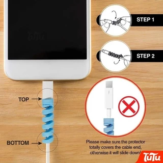 TuTu 2 ชิ้น Spiral Cable Winder Data Line หูฟังสายชาร์จสายไฟ Saver Protector Case Cover