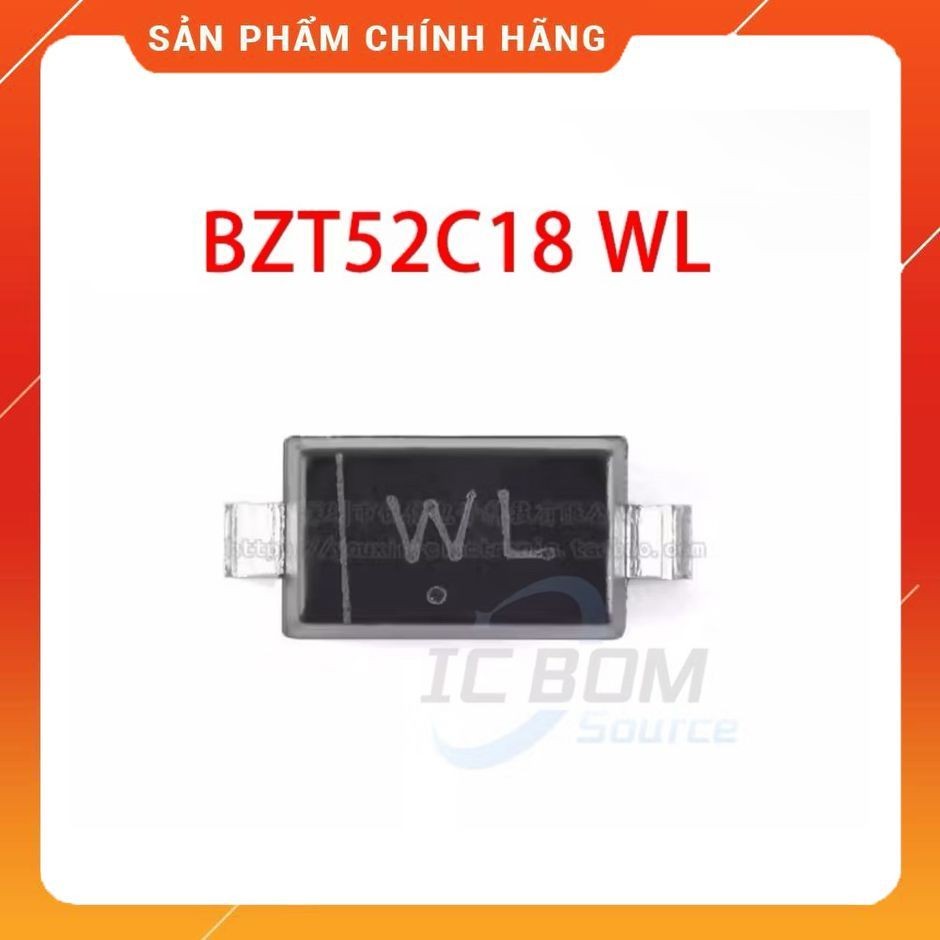 [ 50 ชิ้น ] zener diode 18V 350mW BZT52C18 SOD-123