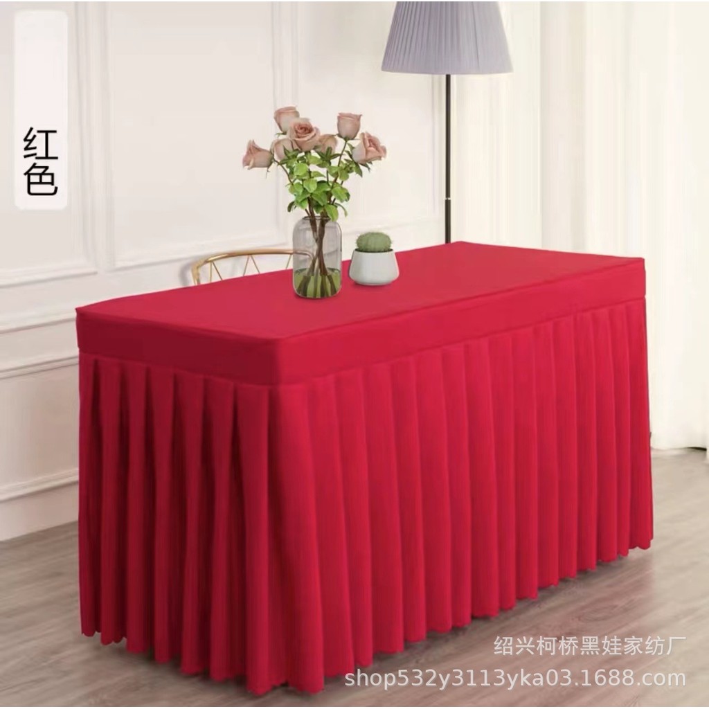 ผ้าปูโต๊ะสํานักงานตารางกระโปรงเหตุการณ์การประชุมผ้าปูโต๊ะเย็นรับประทานอาหารตรวจสอบ-ใน กระโปรงตารางนิทรรศการเหตุการณ์ปกโต๊ะสีแดงตารางสี่เหลี