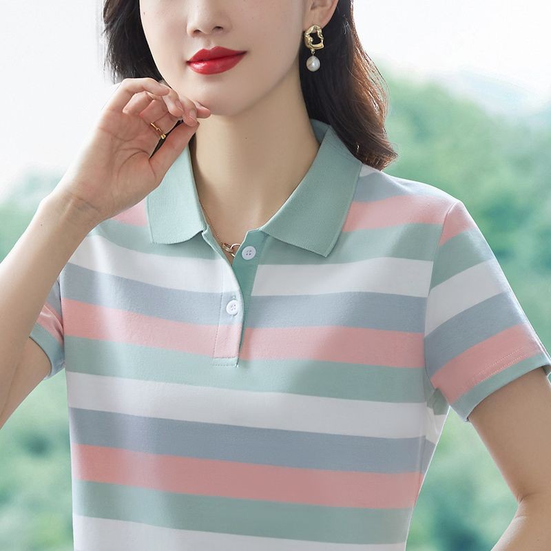 เสื้อโปโลสำหรับผู้หญิง สไตล์ฤดูร้อน ดีไซน์ลายลาเปล ทรงคล่องตัว