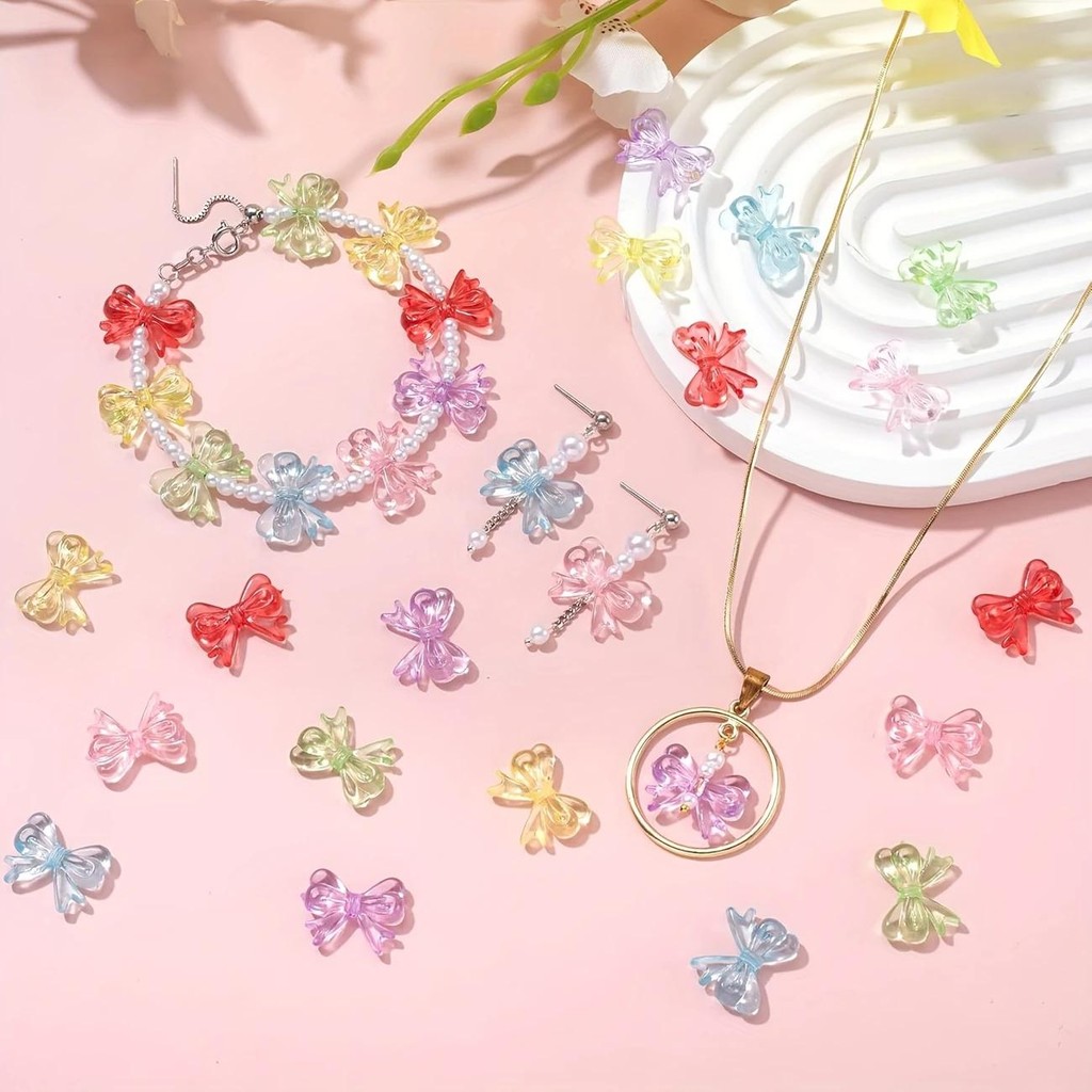 20ชิ้น15*19มิลลิเมตรโบว์อะคริลิลูกปัดใส หลากสี ทําเอง เครื่องประดับทํามือทําต่างหูอุปกรณ์เสริมวัสดุ