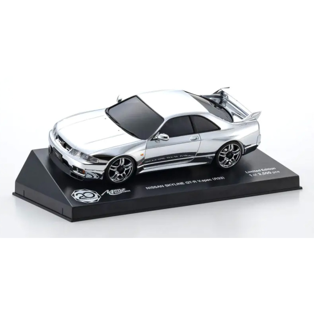 KYOSHO (Rare item) ASC 20th Anniversary NISSAN SKYLINE GT-R V.Spec (R33) Chrome Silver เฉพาะบอดี้ MZ