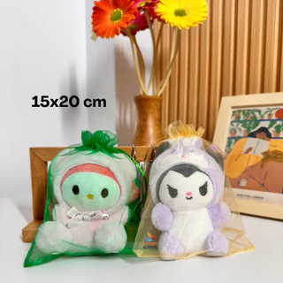 ถุงผ้าแก้ว แบบมีหูรูด ถุงผ้าตาข่ายสำหัรบใส่ของชำร่วย (S23)