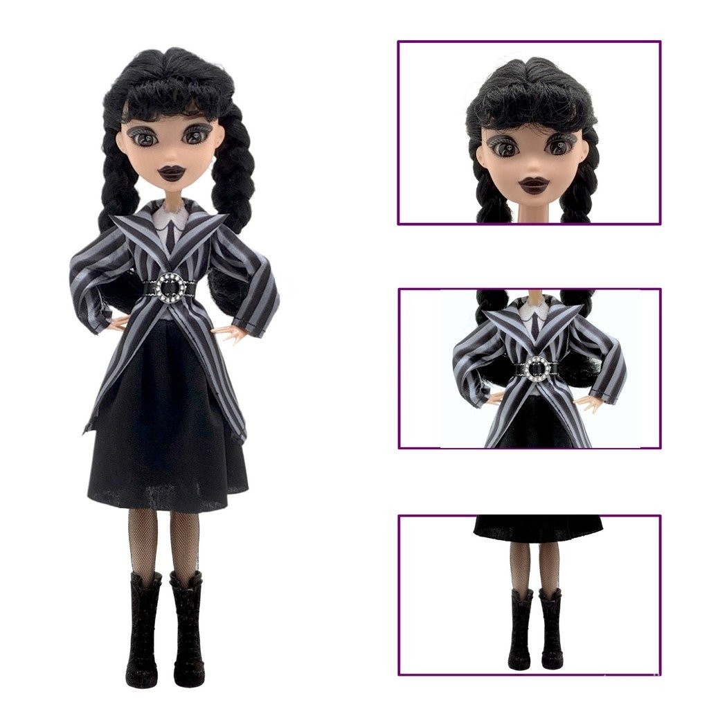 One of Adams Wednesday Wednesday Addams Doll Academy ชุดนักเรียน เครื่องแต่งกาย raven Doll