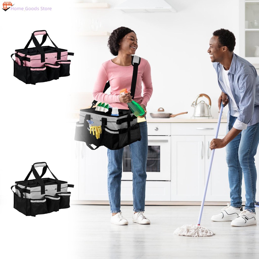 กระเป๋าแคดดี้ทําความสะอาดพร้อมที่จับและกระเป๋าหลายช่องความจุขนาดใหญ่อุปกรณ์ออแกไนเซอร์ SHOPSKC8247