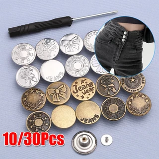 คูปองสุดคุ้ม！ ชุด30ชิ้น ชุดกระดุมกางเกงยีน แบบปรับเอวได้ 17MM กระดุมตอกสำหรับร้านเย็บผ้าและซ่อมแซมกางเกงทั่วไป