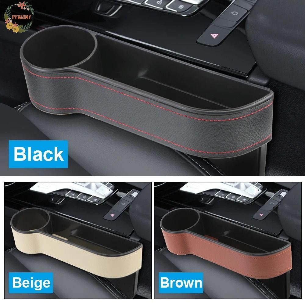 Pewany Car Seat Slit Gap Pocket, Leather Car Seat Gap Storage Box, Crevice สะดวกด้านข้างกระเป๋า Reserved ทนทานกล่องจัดระเบียบรถอุปกรณ์ตกแต่งภายในอัตโนมัติ