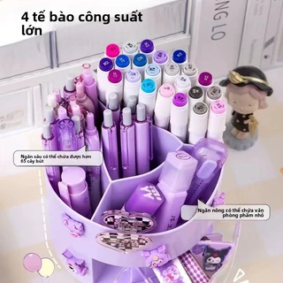 ที่ใส่ปากกาหมุนได้ 360 องศามัลติฟังก์ชั่นความจุขนาดใหญ่กล่องเก็บของตั้งโต๊ะเด็กนักเรียนโต๊ะปากกาถังเรียบร้อย-ขึ้น