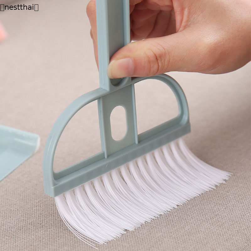 🍉nestthai🍉ชุดไม้กวาดตั้งโต๊ะขนาดเล็กพร้อมที่โกยผงในรถยนต์พร้อมเตียงกวาด ที่โกยขยะ พลั่วกวาดแป้นพิมพ์ - รูปที่ 5