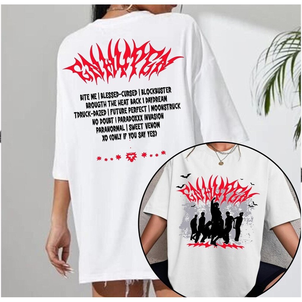 เสื้อยืด Enhypen Orange County, เสื้อเชิ้ตหลวม Enhypen, เสื้อเชิ้ต Enhypen Walk The Line World Tour 