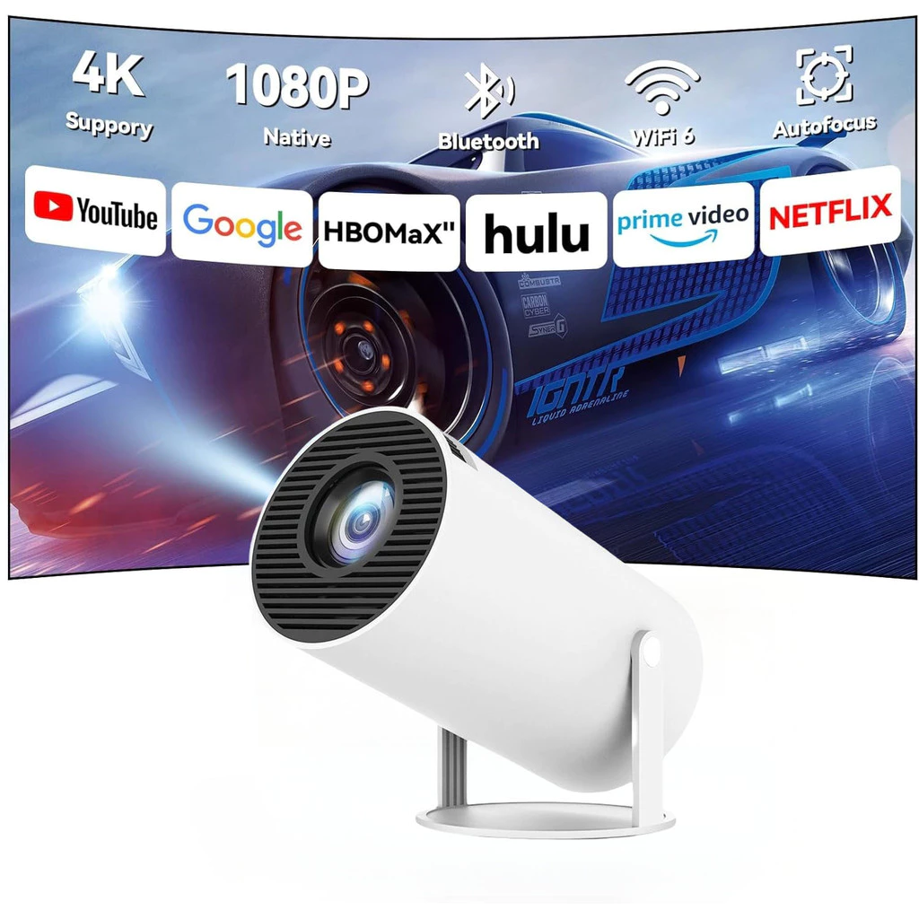 [อัปเกรดใหม่สำหรับปี 2026] โปรเจคเตอร์ 4K พร้อมระบบ Android 13.0 อินเทอร์เฟซ HDMIโปรเจคเตอร์ขนาดเล็กพกพาได้ รองรับการเชื่อมต่อสมาร์ทโฟน มี Bluetooth 5.2 และ Wi-Fi 6