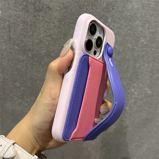 กระเป๋าสตางค์แฟชั่นใส่บัตรเครดิตฝาหลังสําหรับ iPhone 13 12 11 14 15 16 Pro Max Plus สายรัดข้อมือหนัง PU นุ่ม