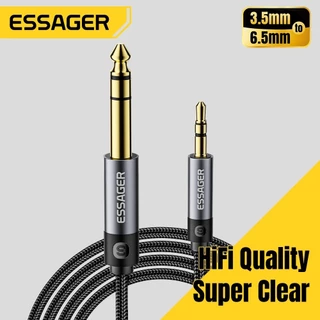 Essager 3.5 มม.ถึง 6.5 มม.แจ็ค Aux ชายกับชายสายสัญญาณเสียงผ้าถักหูฟังลําโพงสาย