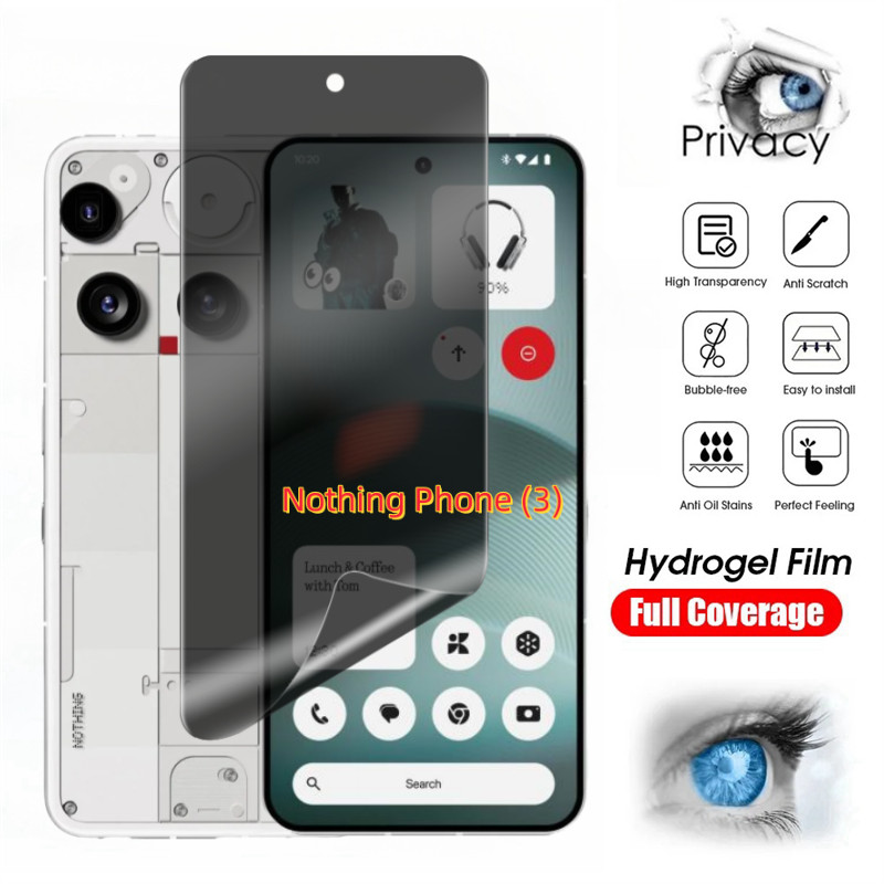 ป้องกันหน้าจอสําหรับ Nothing Phone 3 3a Pro 2a Plus CMF โทรศัพท์ 2 1 Privacy Hydrogel ฟิล์มฟิล์มนุ่มไม่แก้วไม่มีลายนิ้วมือปลดล็อค