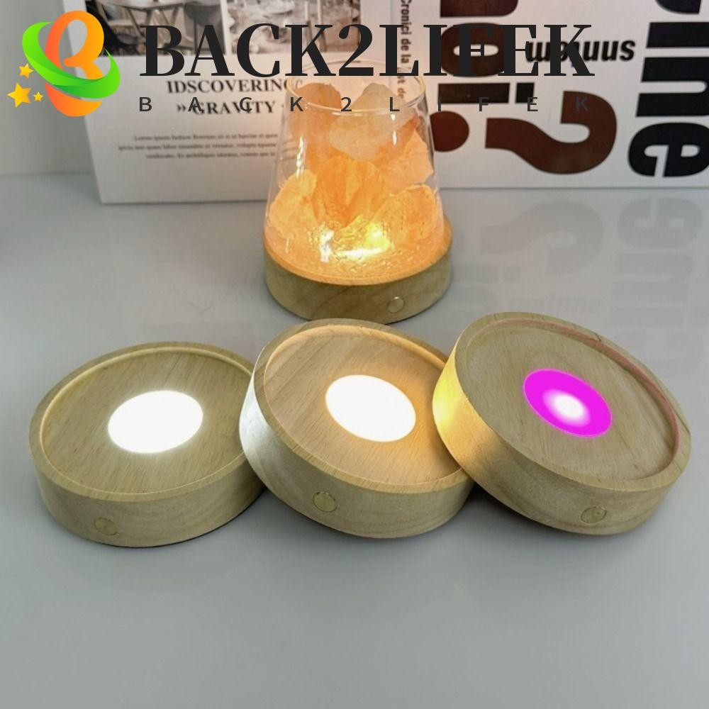 BACK2LIFEK ฐานไฟ LED ไม้, ที่วางโคมไฟแบบชาร์จไฟ INS ทรงกลม, DIY หลากสี 10 ซม. ประหยัดพลังงาน LED Light Art ฐานแสดงผล Cafes